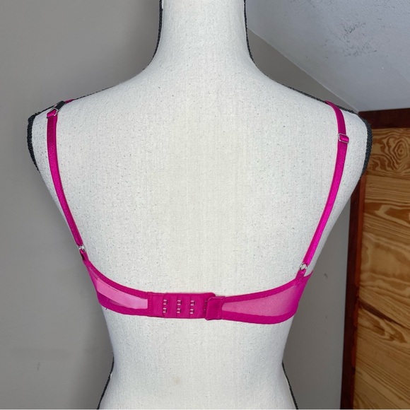 Victoria’s Secret Dream Angels Lined Demi Underwire Bra Pink Silver Lace 32C NWT - Picture 3 of 8